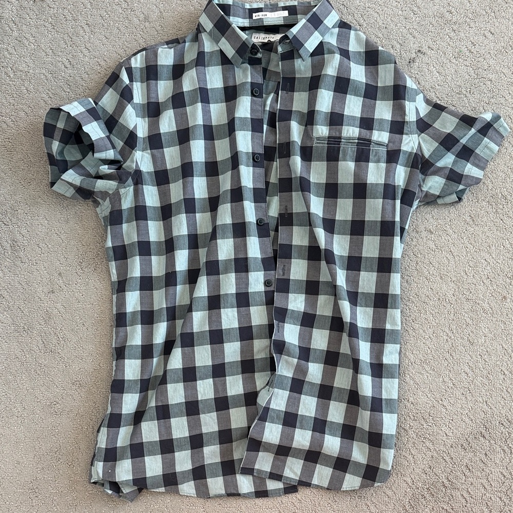 C2 by Calibrate Black and White Checkered Shirt